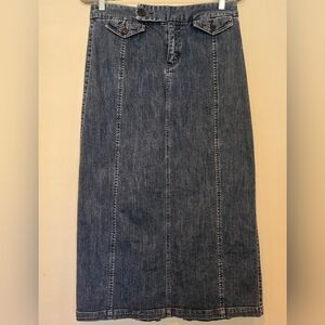 Eddie Bauer Size 10 Vintage Blue Denim Maxi Jean Skirt Western Country Farmcore
